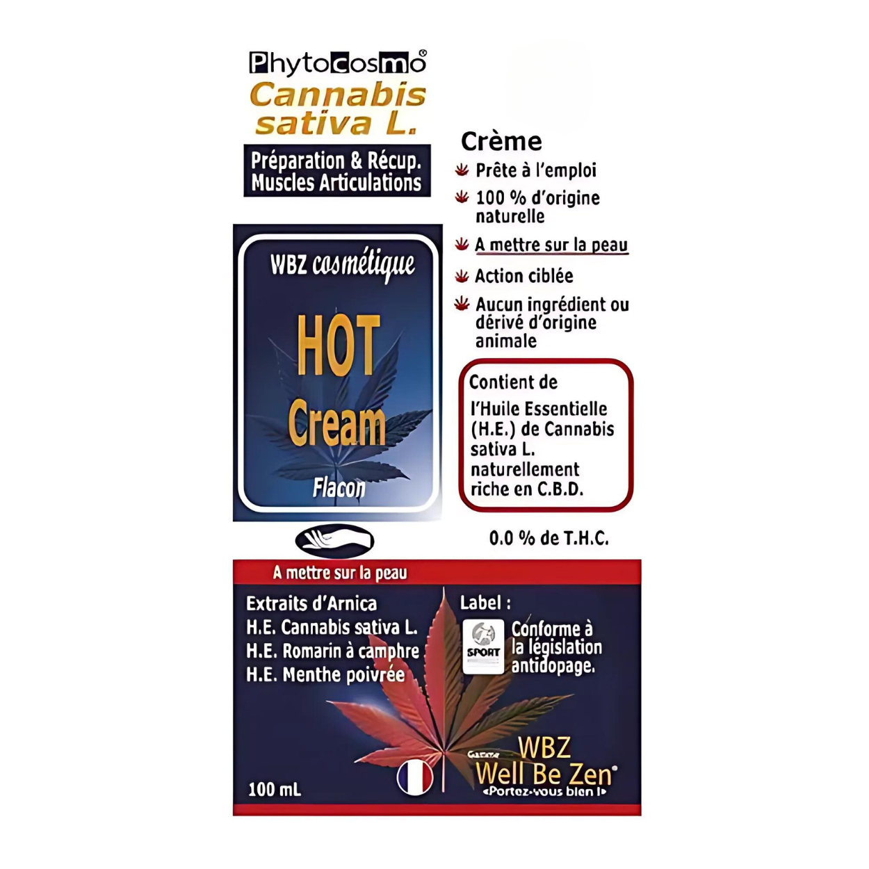 Marque Phytocosmo | WBZ HOT - Crème chauffante - Prépa & Récup - Effort Musculaire - Crème - 100 ML